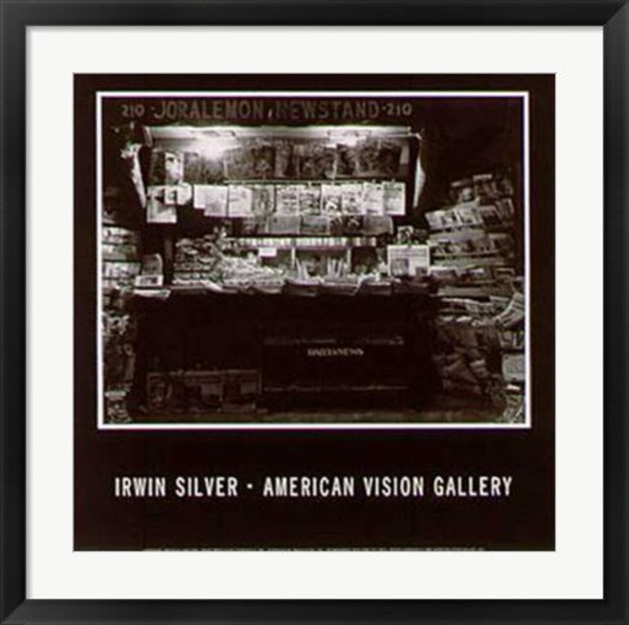 Framed Art Brooklyn Newsstand by Irwin Silver - Vintage NYC 23x24 inches